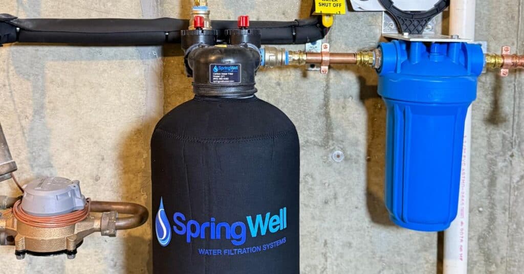 Whole house water filter installed on main water supply line